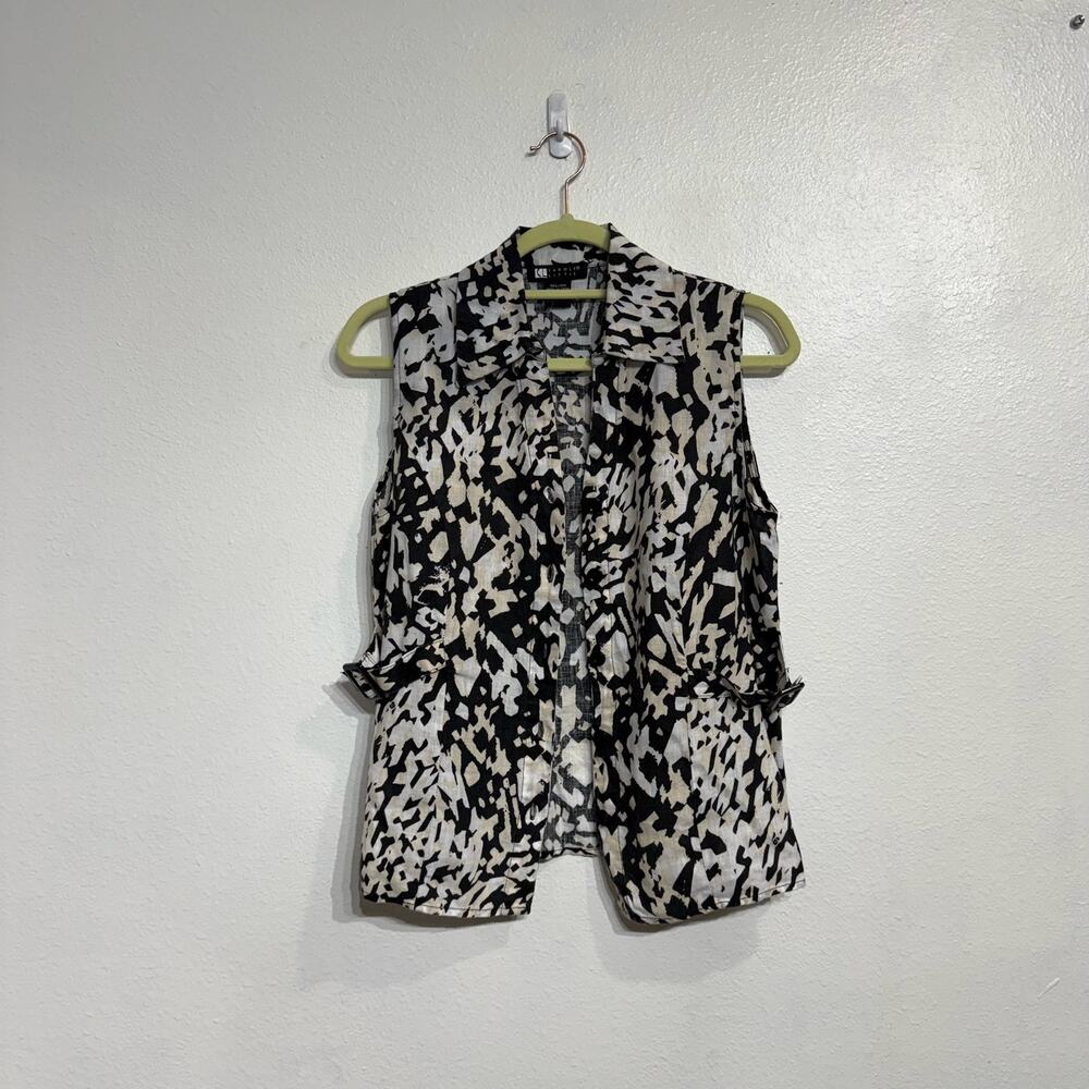 Carol Little Leopard Print Linen Button Down Slee… - image 2